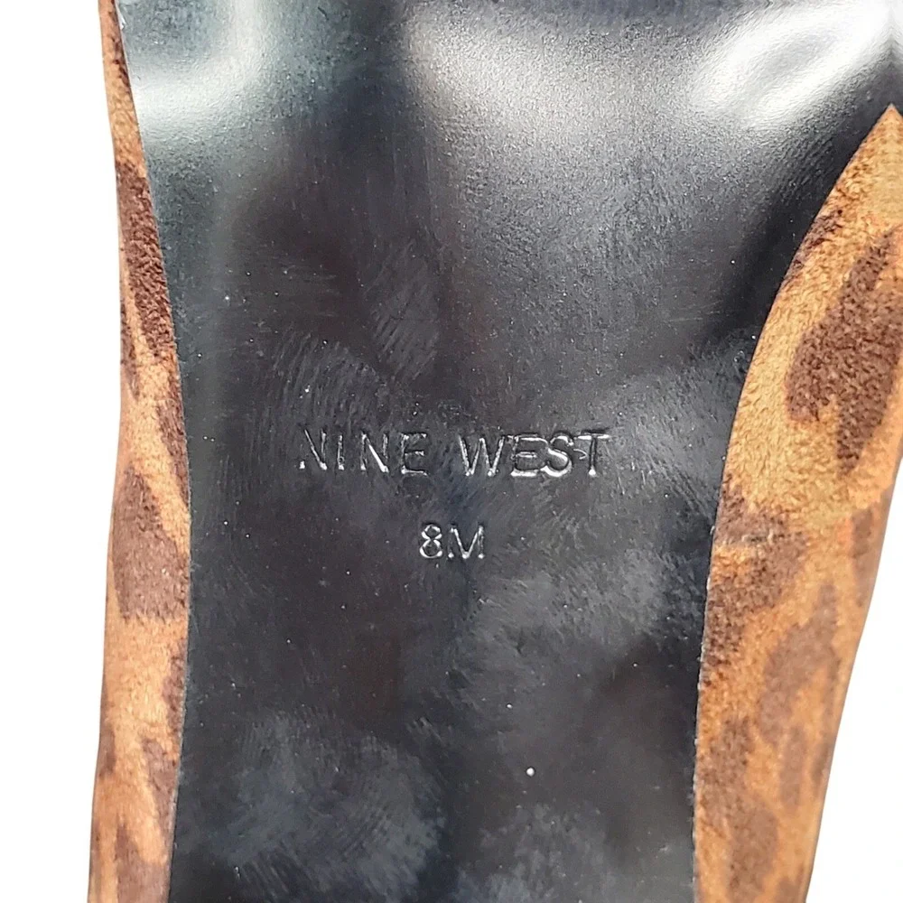 Nine West Sasafraso‎ Leopard Print Crisscross Stiletto Pumps Brown Black 8M